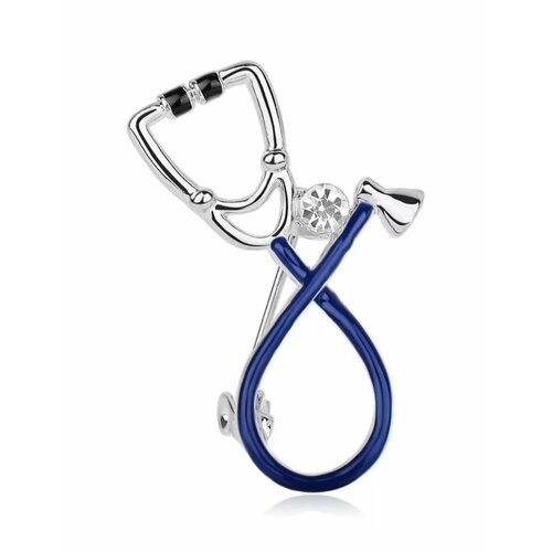 медицинская серебристая брошь фонендоскоп или стетоскоп Брошь, синий