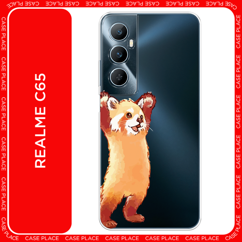Силиконовый чехол на Realme C65 / Реалми С65 Красная панда в полный рост, прозрачный силиконовый чехол на realme 5 pro реалми 5 про красная панда в полный рост прозрачный