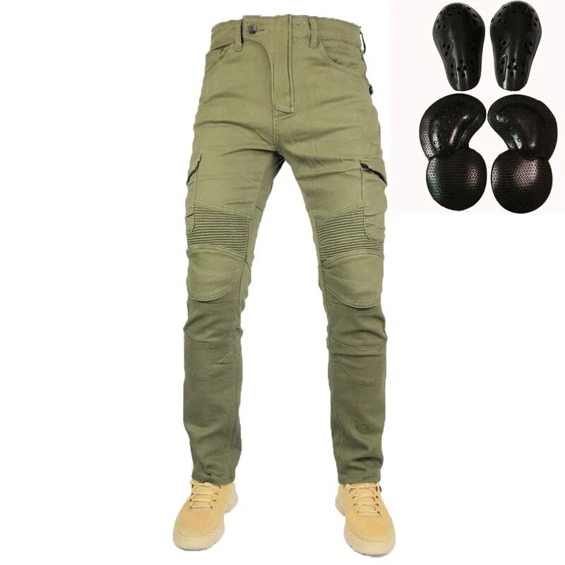 UGB06 Мотоциклетные джинсы Pantalones Motocicleta Hombre Джинсы с перьями Стандартная версия Брюки для мотоциклистов Брюки для летней езды green with B XXL Мужской