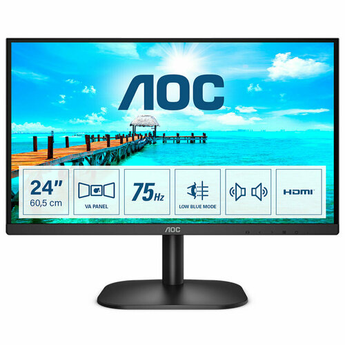 Монитор AOC 24B2XDAM 23.8 (60 см)/1920x1080/16:9/VA/4ms/250cd/HDMI/VGA/черный, 354941 монитор aoc 24 24b2xdam