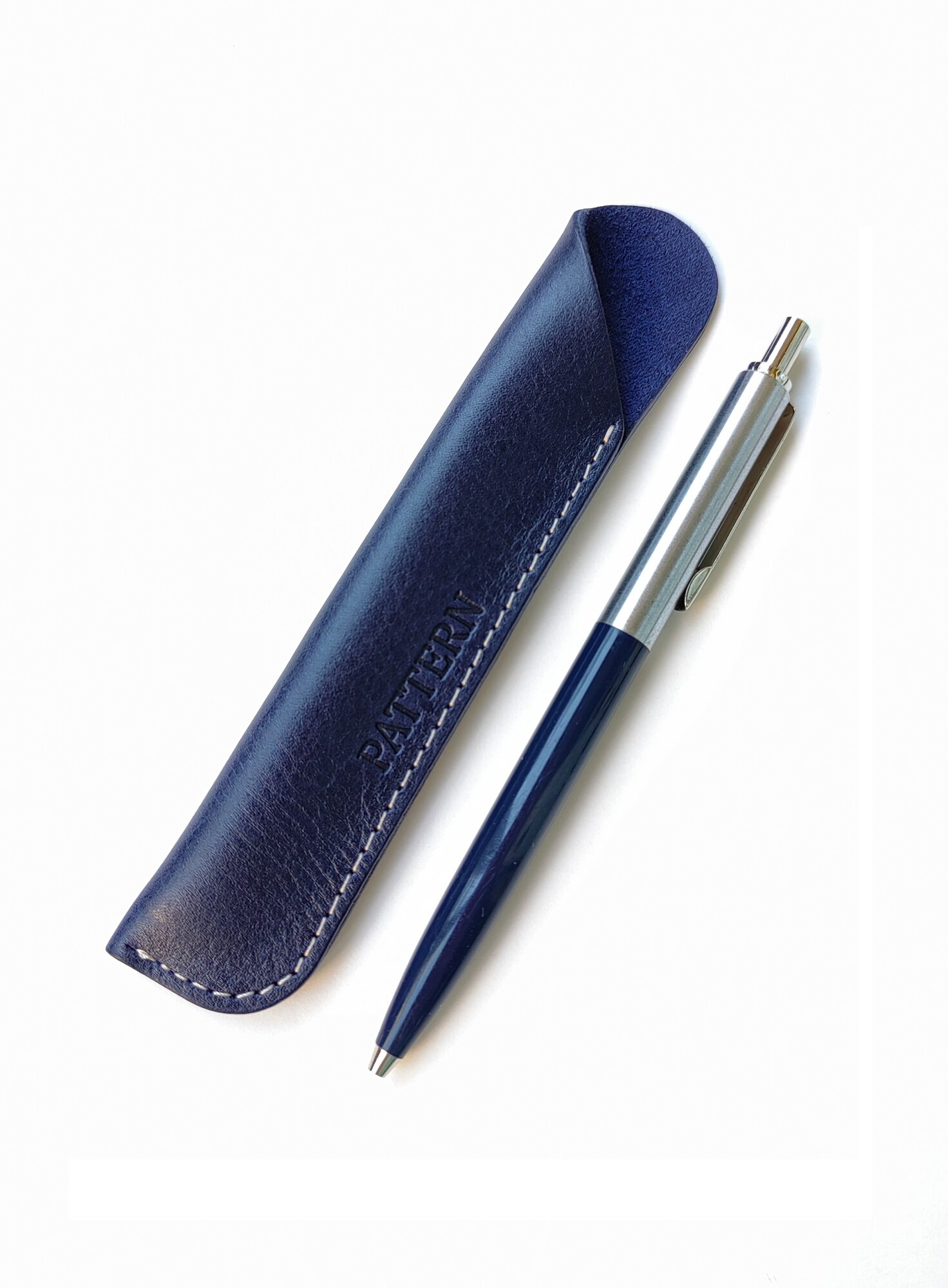 Футляр для ручки. Чехол для ручек натуральная кожа, цвет синий, арт. 1309