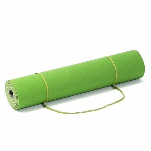 Коврик для йоги и фитнеса Yogastuff TPE 183*61*0.6 см, зелено-серый коврик для йоги и фитнеса torres comfort 4 tpe 4 мм нескользящее покрытие зелено серый