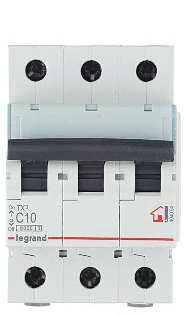 Автоматический выключатель (DIN-рейка) Legrand TX³ 3P, 10 А, C тип, 6 кА [404054]