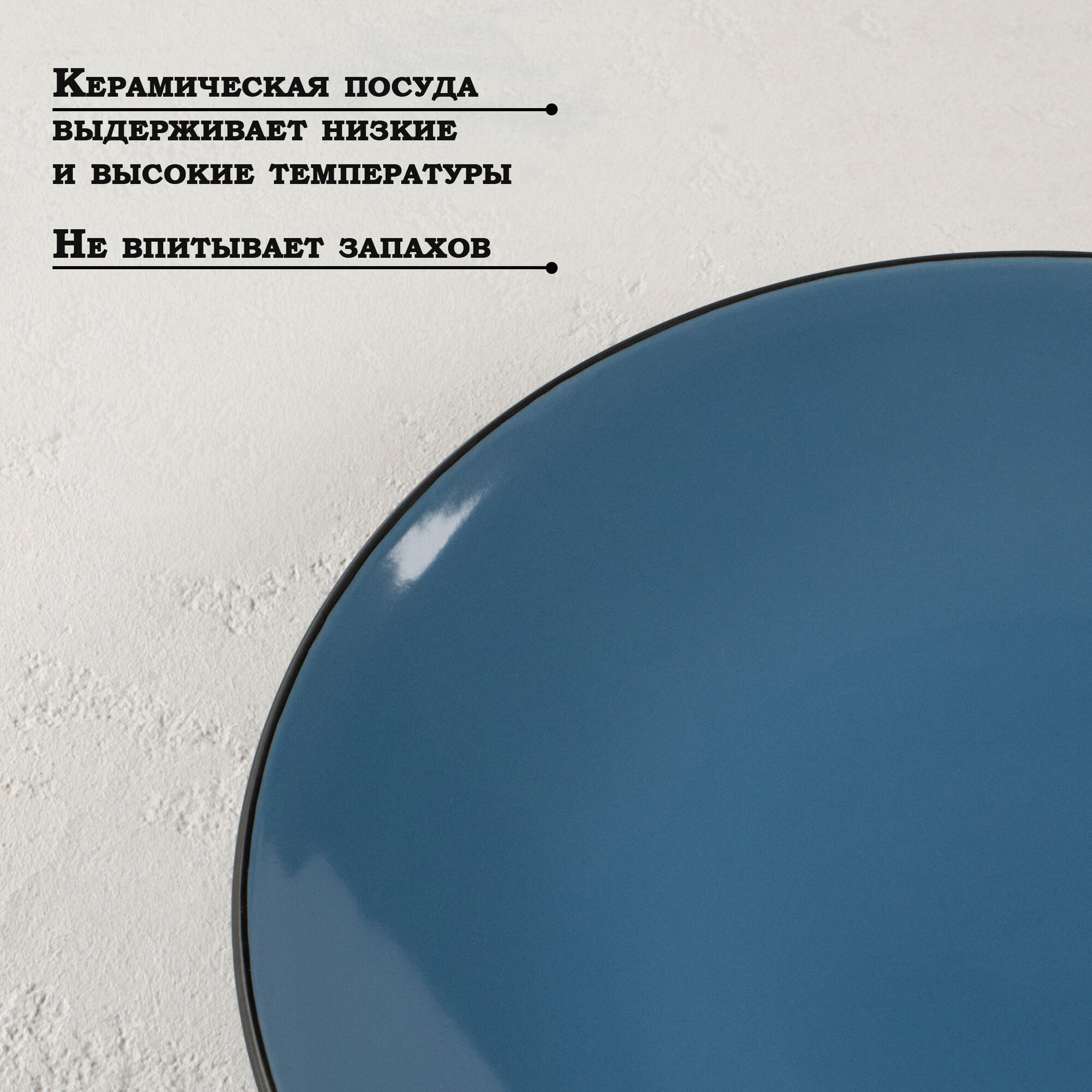 Тарелка керамическая обеденная Доляна «Глянец», d=26 см, цвет синий