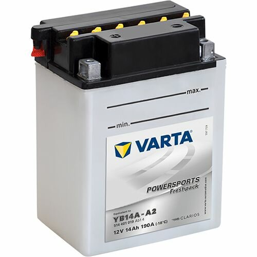 Мото аккумулятор VARTA Powersports Freshpack YB14A-A2 12V 14Ah 190А (134x89x176) прям. пол. 514 401 019, сухозар.