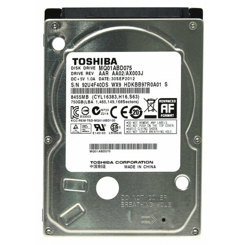 Жесткий диск Toshiba HDKBB97R0A01 750Gb 5400 SATAII 25 HDD 6170₽