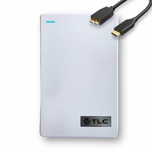 Внешний жесткий диск TLC Slim Portable, Портативный HDD 2,5 500 Gb USB Type-C, Белый 2023 портативный внешний жесткий диск usb 3 1 type c m 2 ssd внешний жесткий диск 500 гб 1 тб 2 флеш накопитель tb 8 тб жесткие диски для ноутбуков