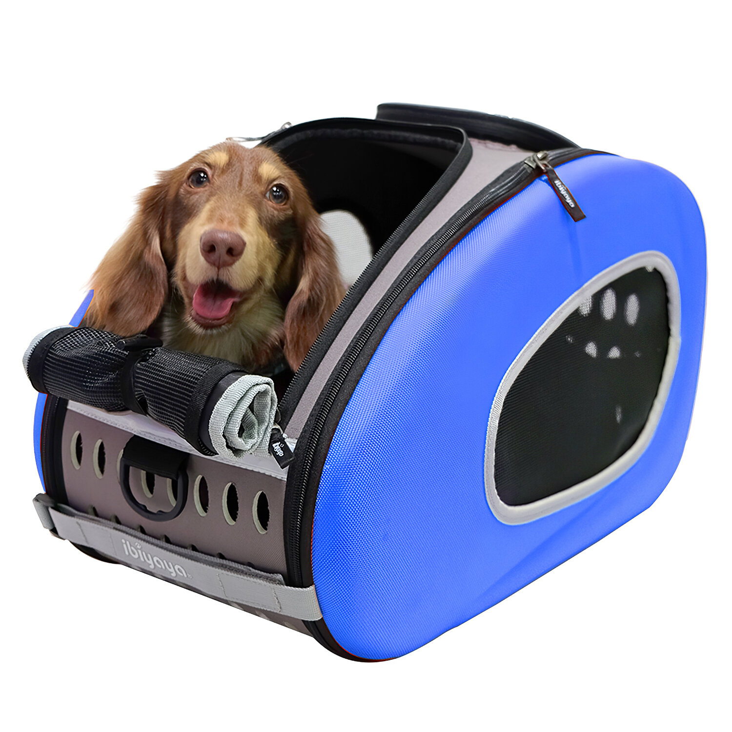 Сумка-тележка Ibiyaya для собак складная, до 8 кг, 3 в 1 (сумка, рюкзак, тележка), цвет: синий, 58x30x34 см - фото №14