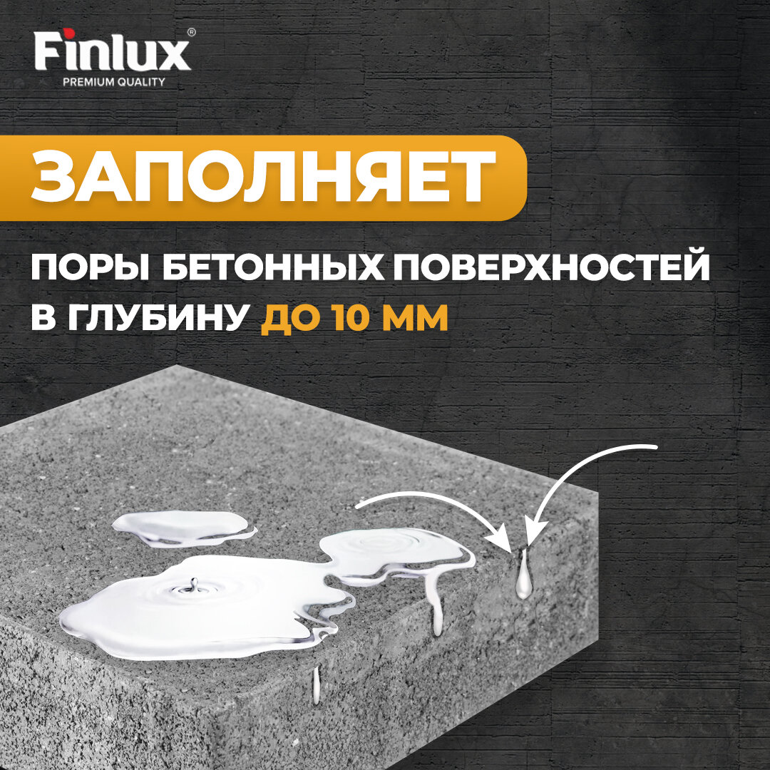 Укрепляющая и обеспыливающая водоотталкивающая пропитка для бетона, бетонного пола Dr. Finlux F-940 "Жидкий камень" 5 кв. м.