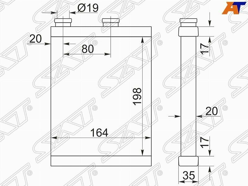 Радиатор отопителя салона NISSAN X-TRAIL T30 00-07/MITSUBISHI OUTLANDER 00-06 USA/LANCER CS 03-07 SAT ниссан х трейл