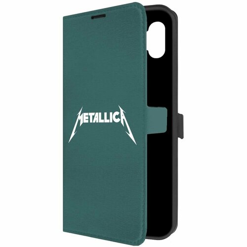 Чехол-книжка Krutoff Eco Book для Samsung Galaxy A04e (A042) Metallica (Металлика) (зелёный опал) чехол книжка krutoff eco book для samsung galaxy a04e a042 тюльпан зелёный опал