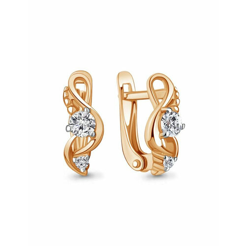Серьги Amarin Jewelry, красное золото, 585 проба, фианит, золотой