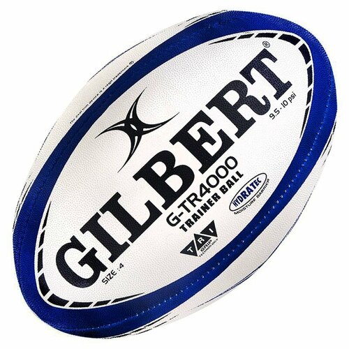 мяч для регби gilbert g tr4000 42098105 р 5 резина ручная сшивка бело черно голубой Мяч для регби GILBERT G-TR4000 42098104, размер 4