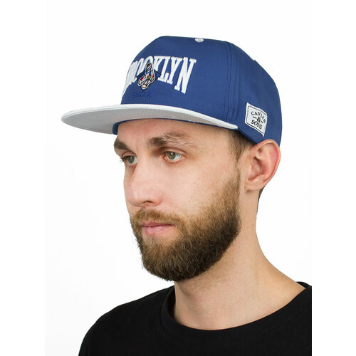 Бейсболка Kamukamu Бейсболка летняя с прямым козырьком Snapback Brooklyn цвет синий, размер 58-60, белый, синий бейсболка kamukamu бейсболка летняя с прямым козырьком snapback цвет синий размер универсальный синий