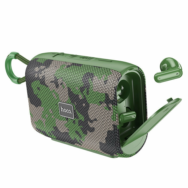 Колонка Bluetooth 5.3 1*5W 1200mAh Hoco HC15 с наушниками Camouflage Green