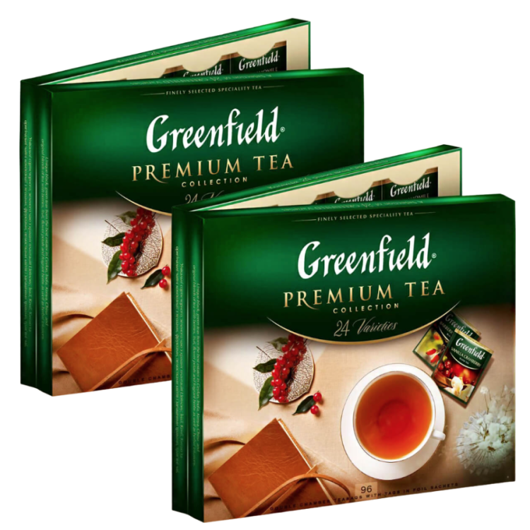 Коллекция чая Greenfield, 96 пакетиков, 24 вкуса, 2 упаковки по 167.2 г — фото 1