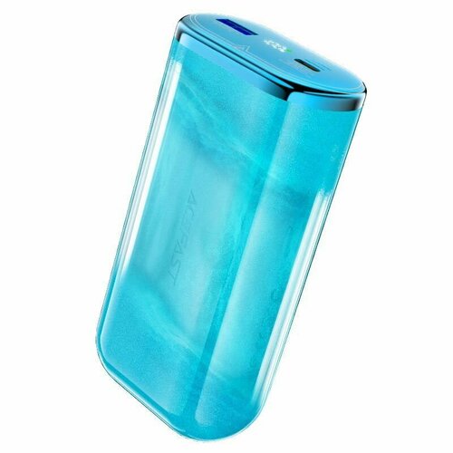 Внешний аккумулятор повербанк светящийся в темноте с переливающейся люминесцентной жидкостью и быстрой зарядкой 225W на 10000 mAh - ACEFAST Sparkling series M3 голубой Misty rain 379000₽