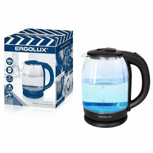 Чайник Ergolux ELX-KG05-C02 стеклянный черный18л 130500₽