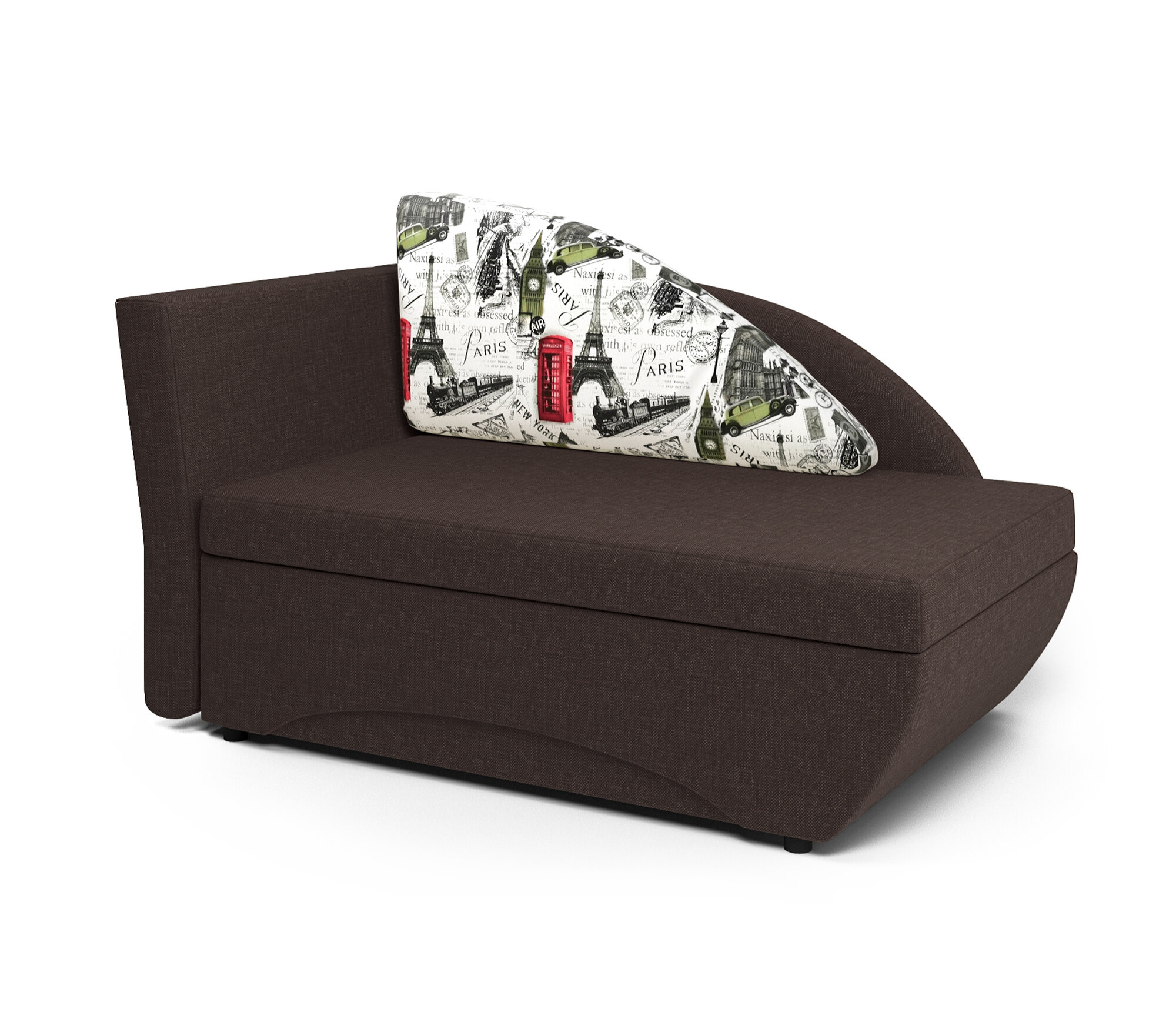 фото Кушетка Шарм-Дизайн Трио левый велюр Ультра миднайт