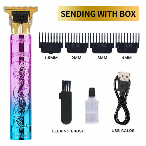 Профессиональная электрическая машинка для стрижки волос с дизайном Градиент Дракона и Феникса фиолетово-зеленая для бритой головы и белой стрижки ABS материал 91900₽