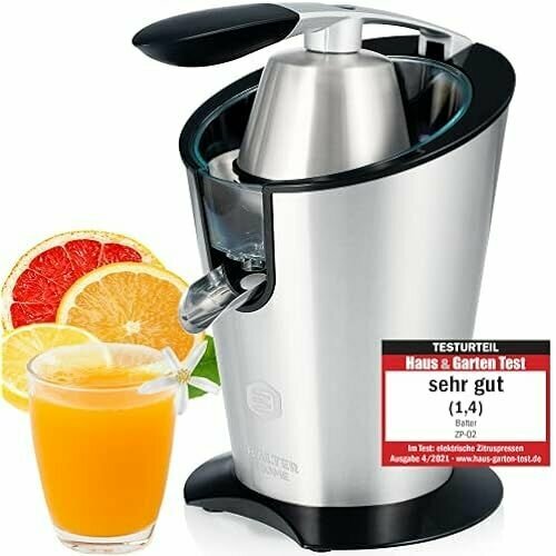 Электрическая соковыжималка для цитрусовых Balter ZP-02 соковыжималка для апельсинов соковыжималка для лимона двигатель мощностью 250 Вт функция капля-стоп без BPA пресс для сока с рычагом нержавеющая сталь 1670100₽