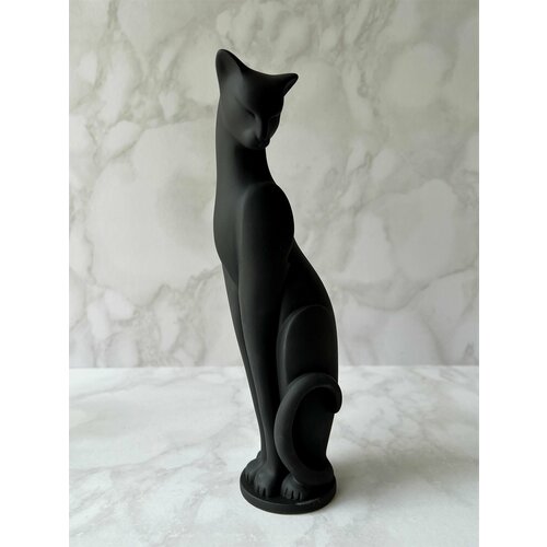 Статуэтка Кошка Грация, 22,5 см. Черная. Гипс