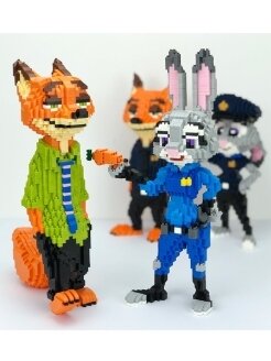 3д конструктор, Зверополис лис Ник, пластиковый, из миниблоков 3d, НЕ совместим с лего — фото 1