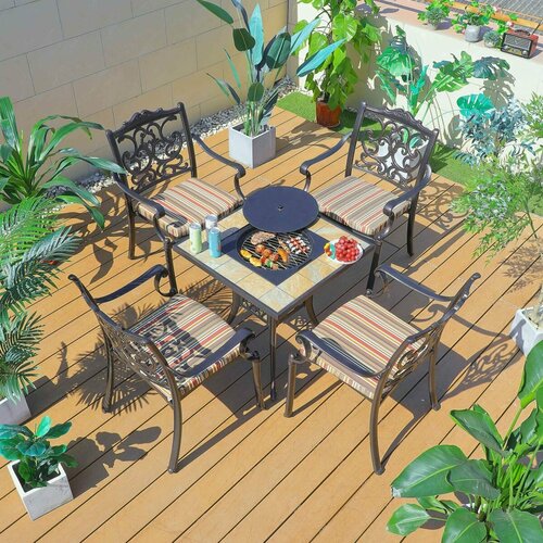 Стол квадратный с барбекю из литого алюминия БАРБЕКЮ-3 BBQ-3 70х70 арт6348 42355₽