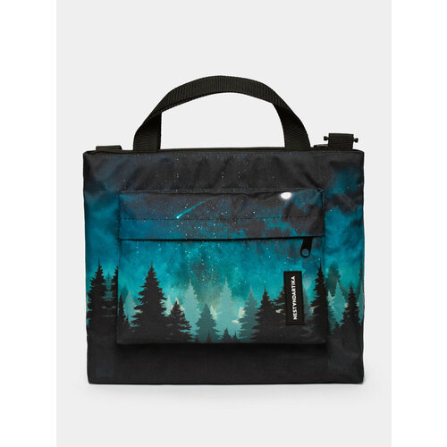 Сумка тоут НЕСТАНДАРТИКА черный бирюзовый голубой 1750₽