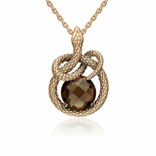 фото Подвеска diamant online, красное золото, 585 проба, кварц, размер 2 см., коричневый
