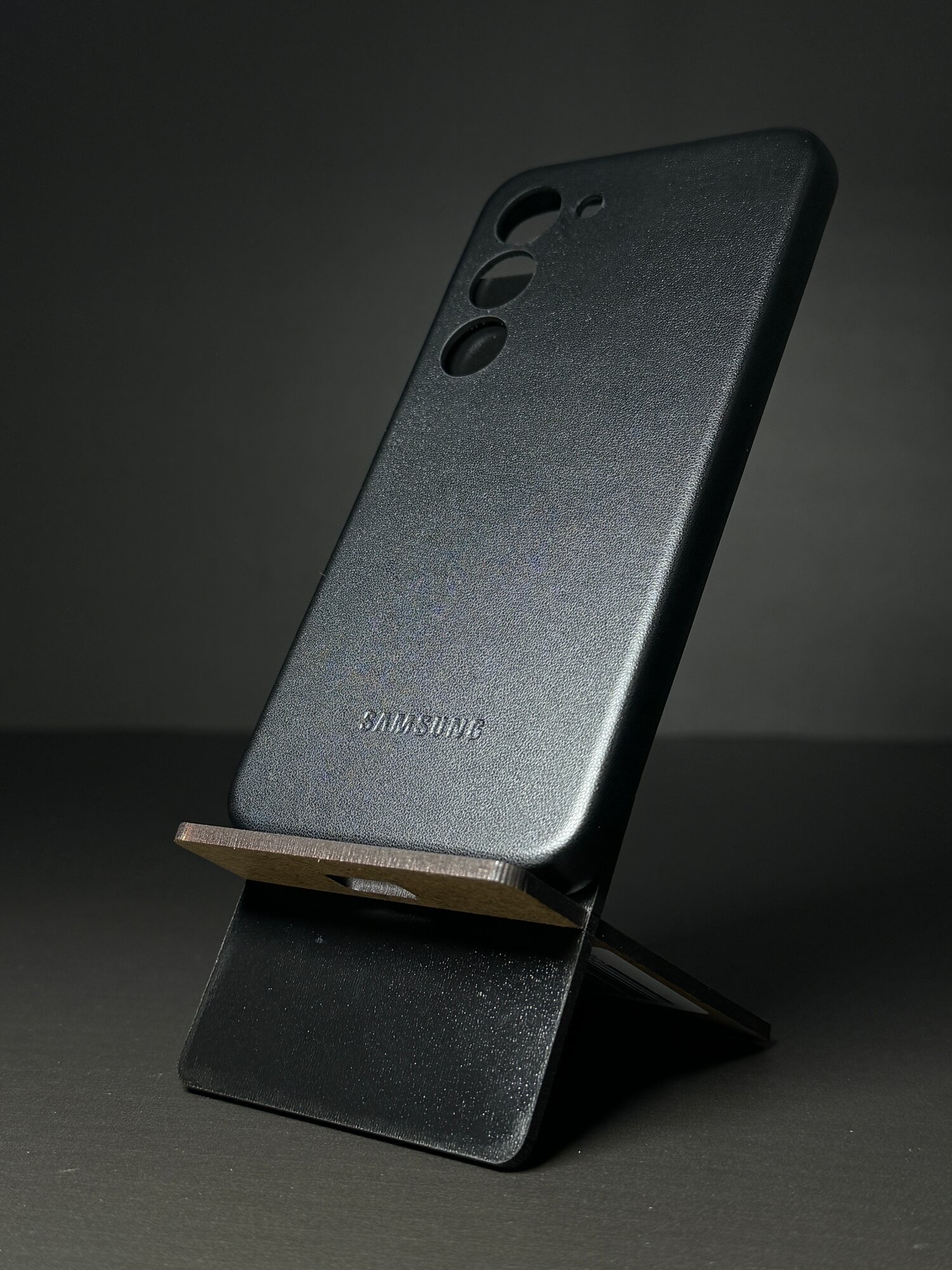 Leather Case S23/Кожаный чехол-накладка на Galaxy S23 (Галакси С23) премиум, цвет черный