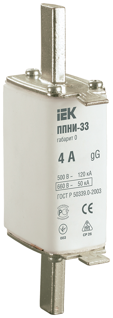 Iek DPP20-004 Плавкая вставка предохранителя ППНИ-33, габарит 0, 4А ИЭК