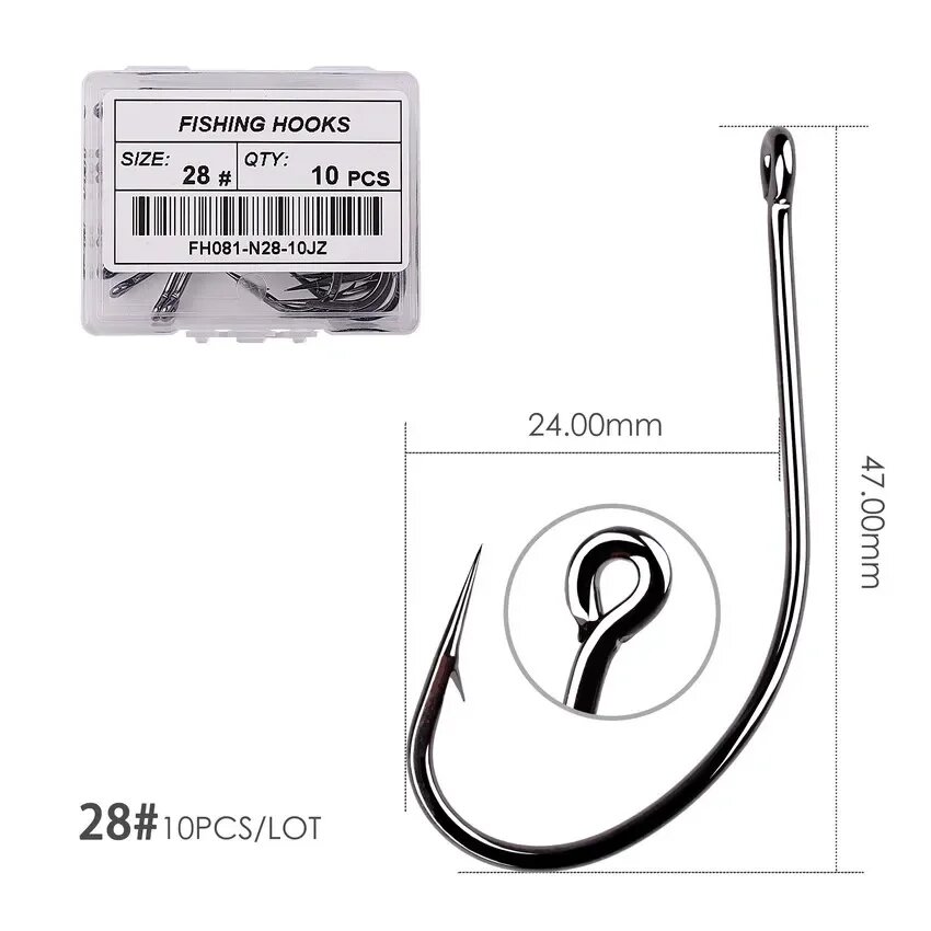 AOrace высокоуглеродистые рыболовные крючки Maruseigo 50 шт Size 28 - 10pcs
