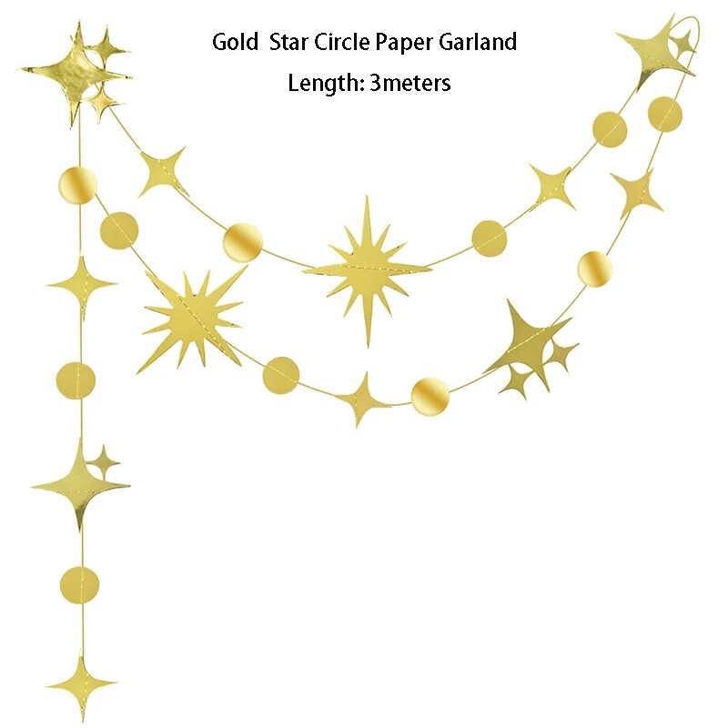 Золотая Мерцающая звезда на день рождения украшения для баннеров маленькая бумажная гирлянда с четырьмя звездами пола раскрывает додекагон Звездные растяжки Gold Star Dot
