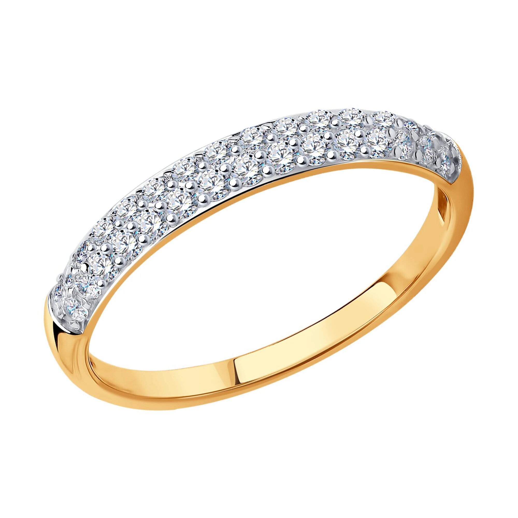 Кольцо обручальное Diamant online, красное золото, 585 проба, фианит ...