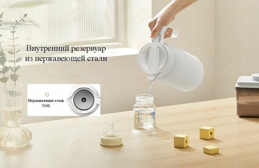 Картинки Термос-кувшин MJBWH01PL Thermos, 1800ml, нержавеющая сталь, белый