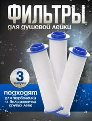 Фильтр для лейки душа фильтр для турболейки, комплект 3 штуки, цвет - белый, синий