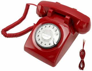 Вращающийся телефон в стиле ретро, старомодный винтажный стационарный телефон с механическим звонком для дома, офиса, отеля, красный