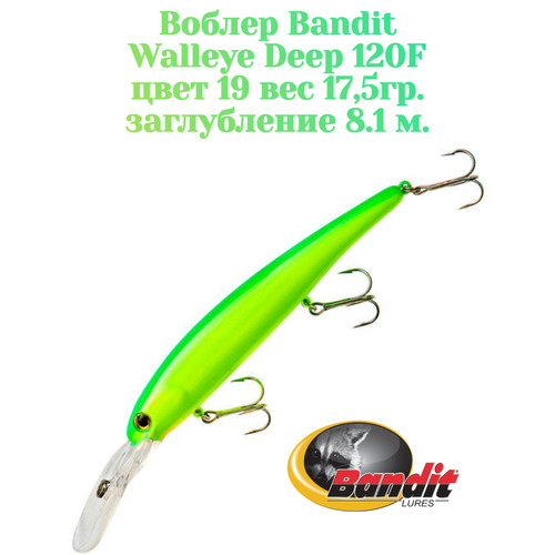 Воблер Bandit Walleye Deep 120F original цвет 19 вес 17,5гр. заглубление 8.1 м.