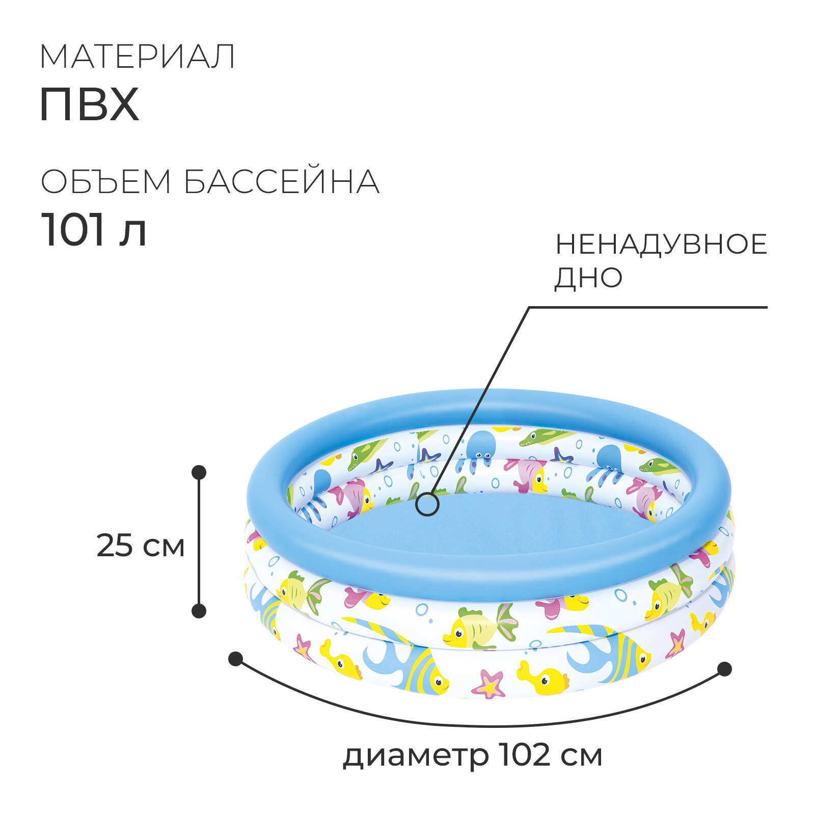 бассейн надувной детский BESTWAY Корал 102x25см 140л - фото №15