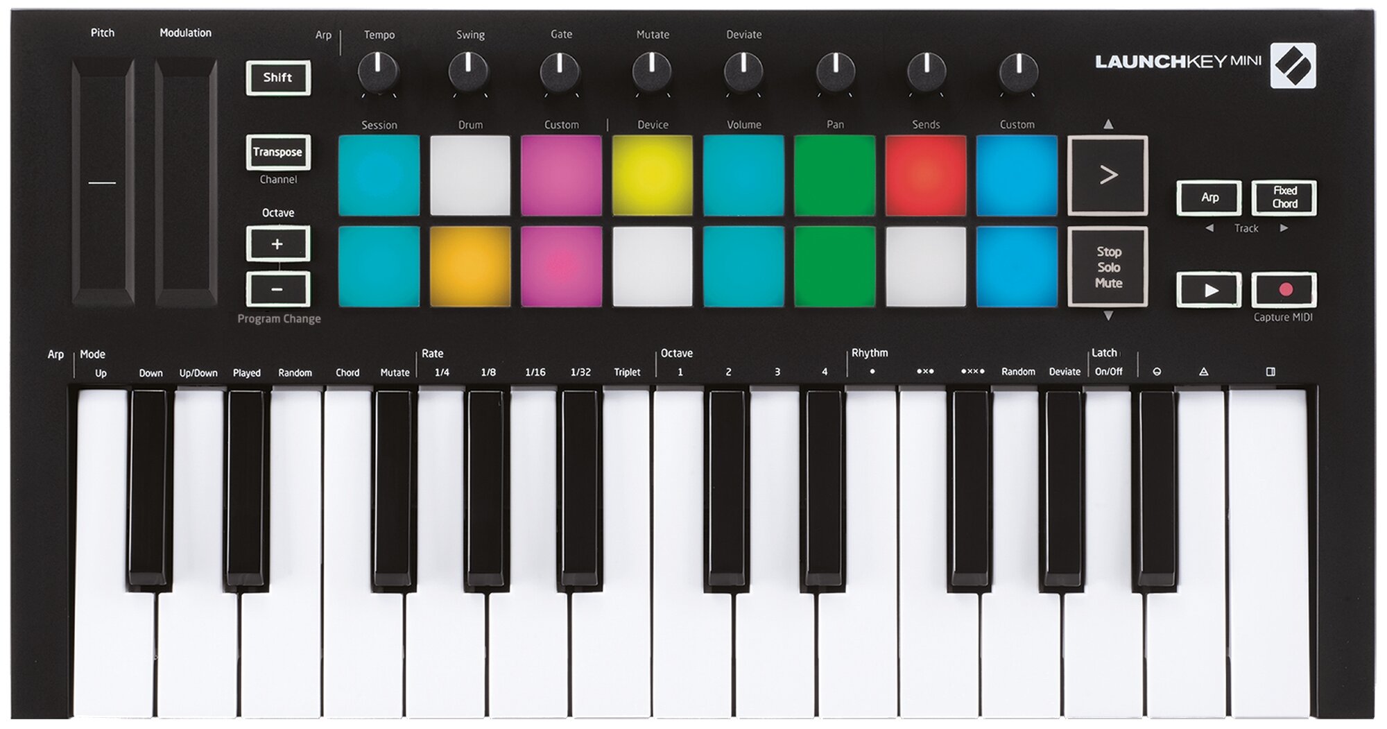 Портативная MIDI клавиатура Novation LaunchKey Mini MK3 с 16 RGB пэдами