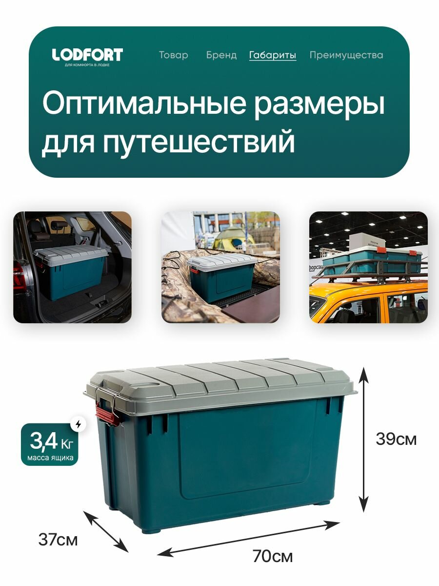 Экспедиционный прочный ящик для хранения LODFORT 700, 62л, (аналог IRIS RV BOX 700) — фото 1