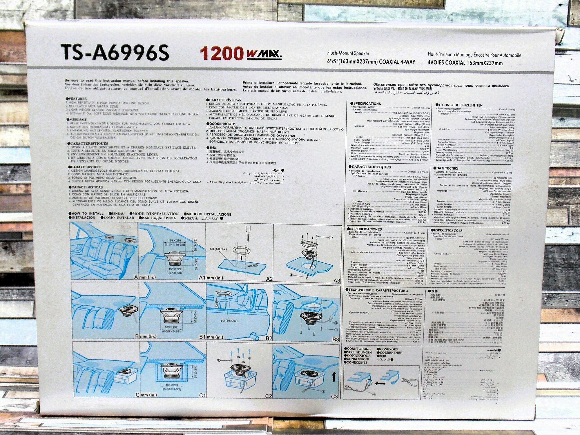 Колонки автомобильные Pioneer TS-A6996S, коаксиальные, 4 полосы, мощность 1200Вт, 16см х 24см — фото 1