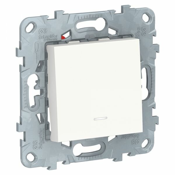 Schneider Electric Unica New Белый Переключатель 1-клавишный, перекрестный, с подсветкой, сх.7а, NU520518N
