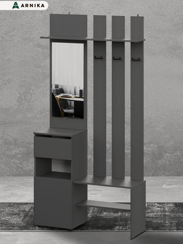 Изображение товара Вешалка ARNIKA "Довер", с зеркалом, ЛДСП, серая, 100x35x200см