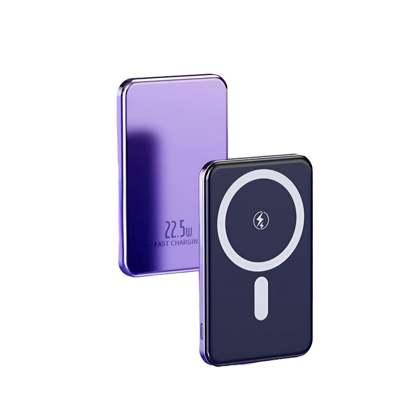 Powerbank 5000 mAh для iPhone / Android / Быстрая зарядка 22.5W / Проводная и беспроводная зарядка / Магнитный держатель MagSafe