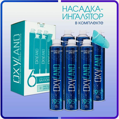 Изображение товара Кислородный баллончик OXYLAND 17л (6 шт.) + насадка-ингалятор