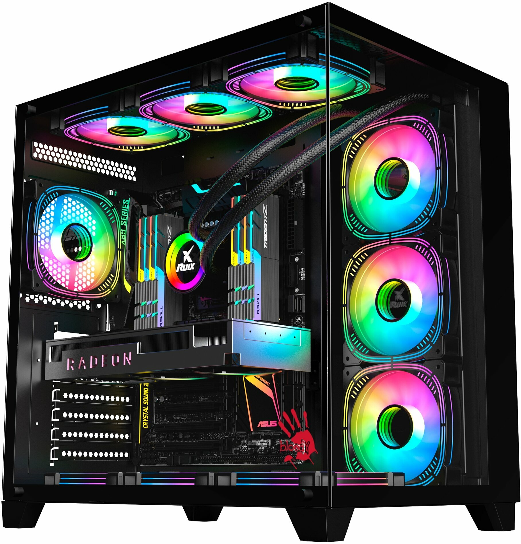 Корпус ATX BLOODY BD-CC111, Midi-Tower, без БП, черный [bd-cc111-bk] — фото 1