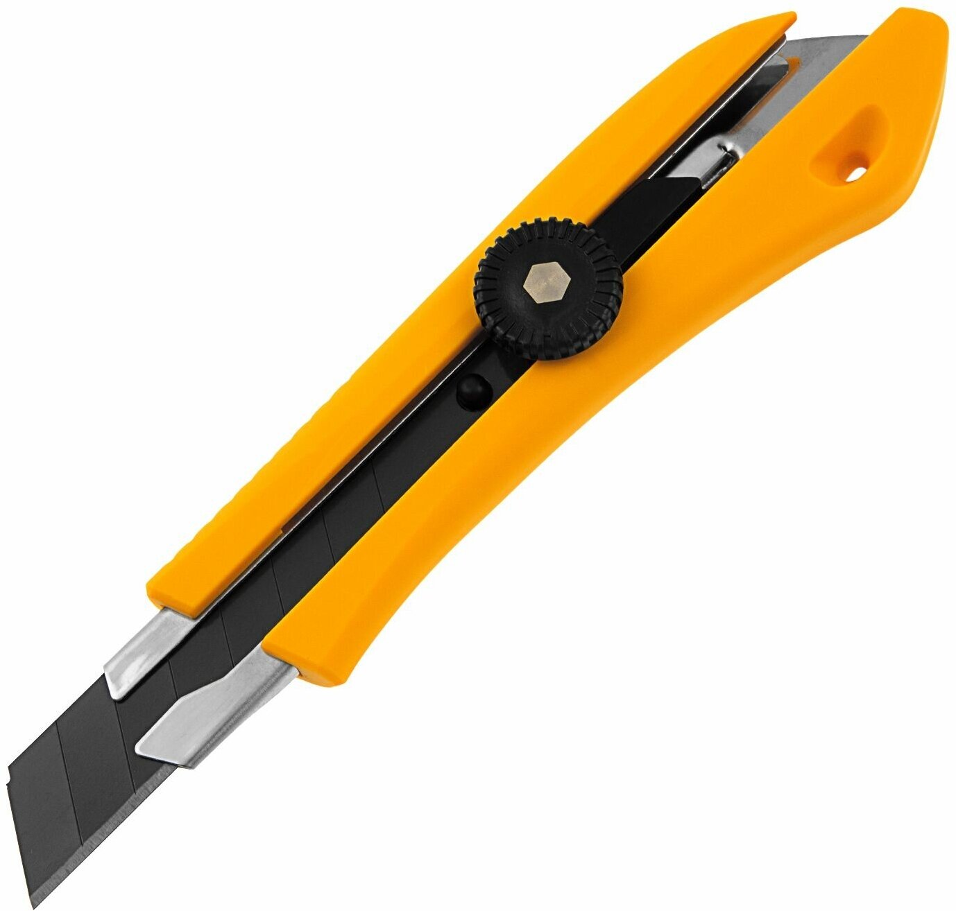 Нож 18 мм сменное лезвие SK4 метал. направляющая винтовой фиксатор// Denzel