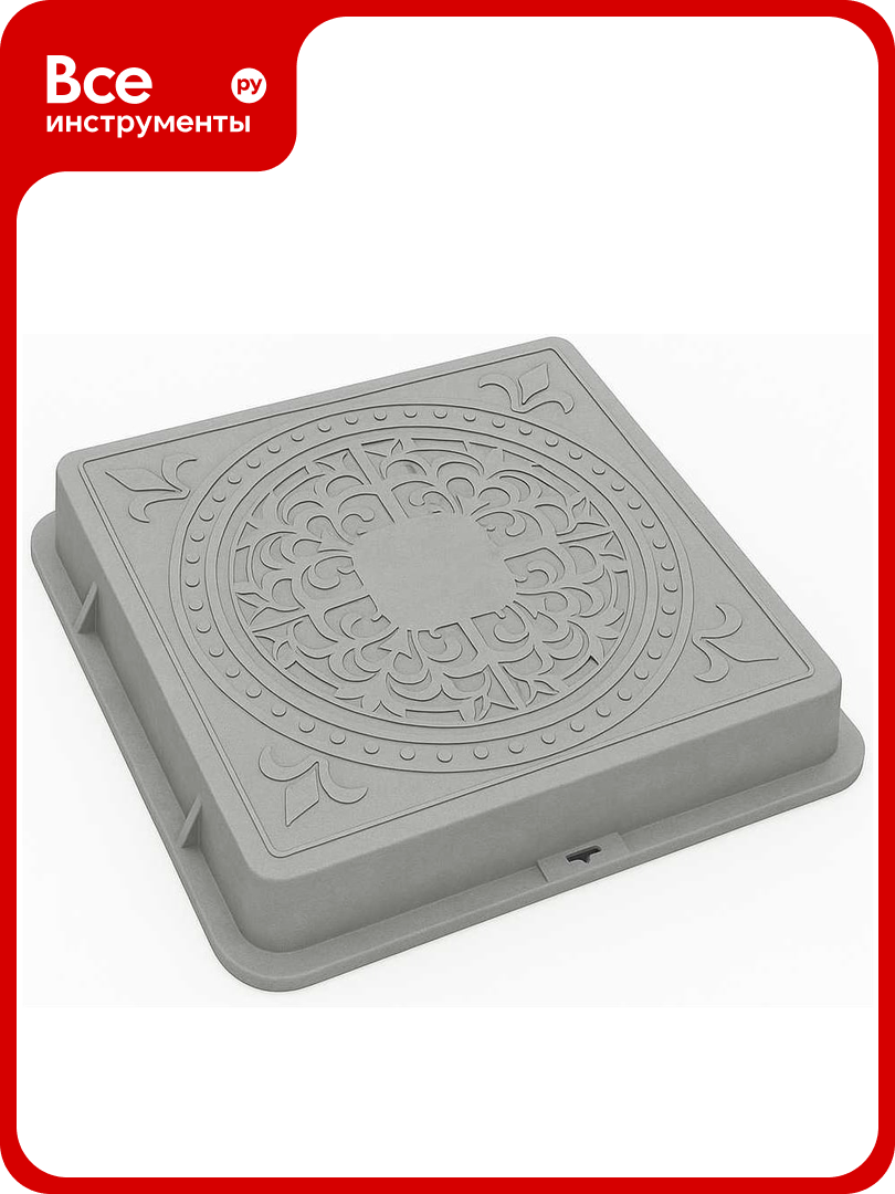 Люк садовый Millennium квадратный полимерно-песчаный 3т, серый — лёгкий, усиленный, долговечный УТ000042113